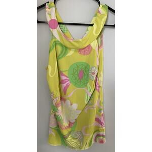 Vtg Dolce & Gabbana D&G Yellow & Green 60s Floral Print Crystal Top 44 L